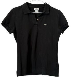 Lacoste Pique Cotton Blend Short Sleeve Golf Polo Shirt Black Size 42